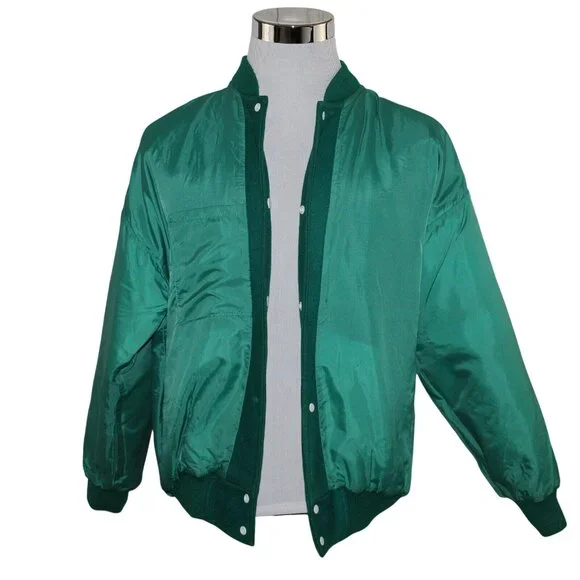 Vintage 70s 80s Garamont Sport Large Green White Varsity Letterman Retro Jacket - Picture 8 of 12
